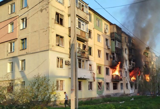 There were fears of dead and wounded after a Russian strike hit an ordinary apartment block in Ukrainian city Pavlohrad.