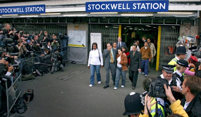 Mandatory Credit: Photo by REX/Shutterstock (552783a) Giovani da Silva, brother, Maria Otone de Menezes, mother, and Matozinhos Otone da Silva, father of Jean Charles de Menezes at Stockwell underground station where the family visited the scene where Jean Charles was shot dead by mistake by the Metropolitan Police THE FAMILY OF JEAN CHARLES DE MENEZES WHO WAS SHOT AND KILLED BY MISTAKE BY THE METROPOLITAN POLICE VISITING THE SCENE OF HIS DEATH AT STOCKWELL UNDERGROUND STATION, LONDON, BRITAIN - 28 SEP 2005