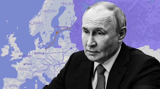 A comp of Putin on top of a map