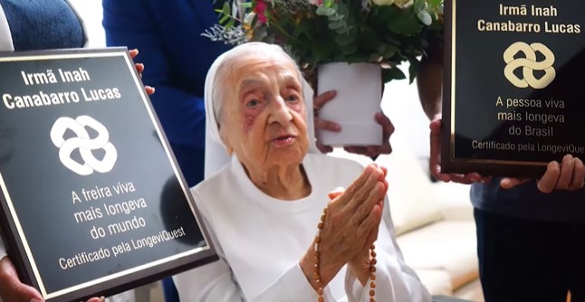 Picture shows nun Inah Canabarro Lucas, 116, undated. She was born in the city of Sao Francisco de Assis, Rio Grande do Sul, Brazil. (Newsflash)