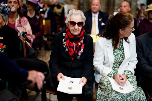 Second World War veteran Marie Scott attends a service of thanksgiving at Westminster Abbey in London on the 80th anniversary of VE Day. Picture date: Thursday May 8, 2025. PA Photo. See PA story MEMORIAL VEDay. Photo credit should read: Jordan Pettitt/PA Wire