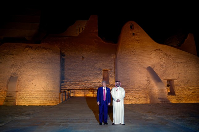 U.S. President Donald Trump and Saudi Crown Prince Mohammed Bin Salman pose during a visit to At-Turaif World Heritage Site, in Diriyah, Saudi Arabia, May 13, 2025. REUTERS/Brian Snyder