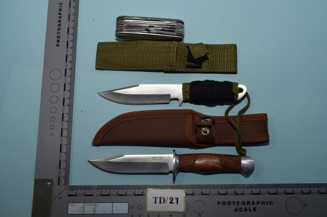 Undated handout photo issued by Counter Terrorism Policing North East of Christopher Ringrose's knives.