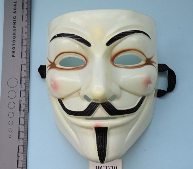 Undated handout photo issued by Counter Terrorism Policing North East of Marco Pitzettu's mask.