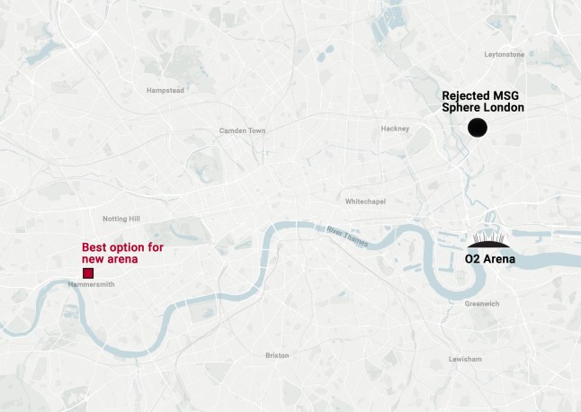 MAP - New arena set to be built in London - where? Metro graphics